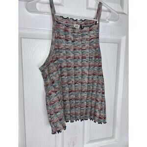 Anthropologie Akemi + Kin Kaden Multicolored Ribbed Ruffle Knit Tank Top Sz M